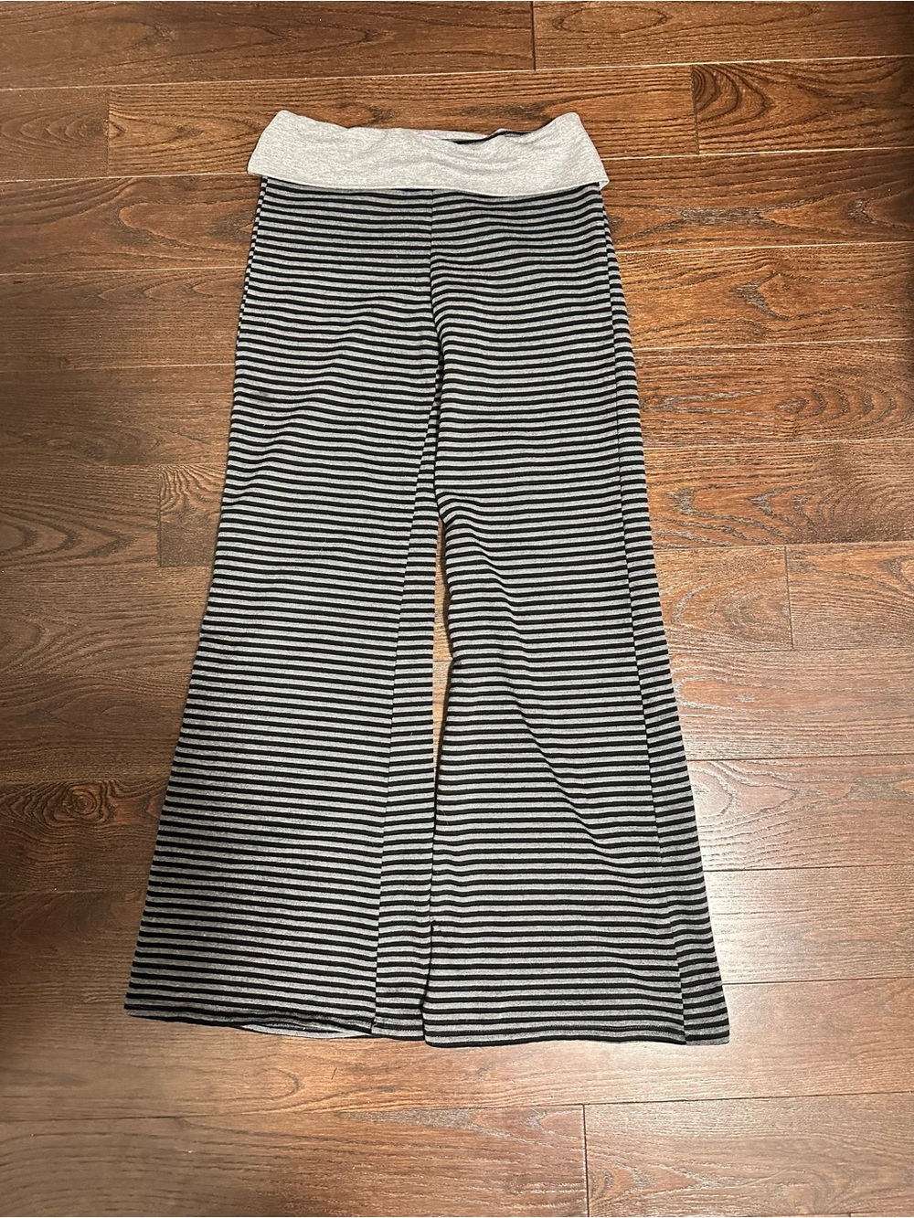 Edikted Black & White Striped Fold-Over Waist Leggings